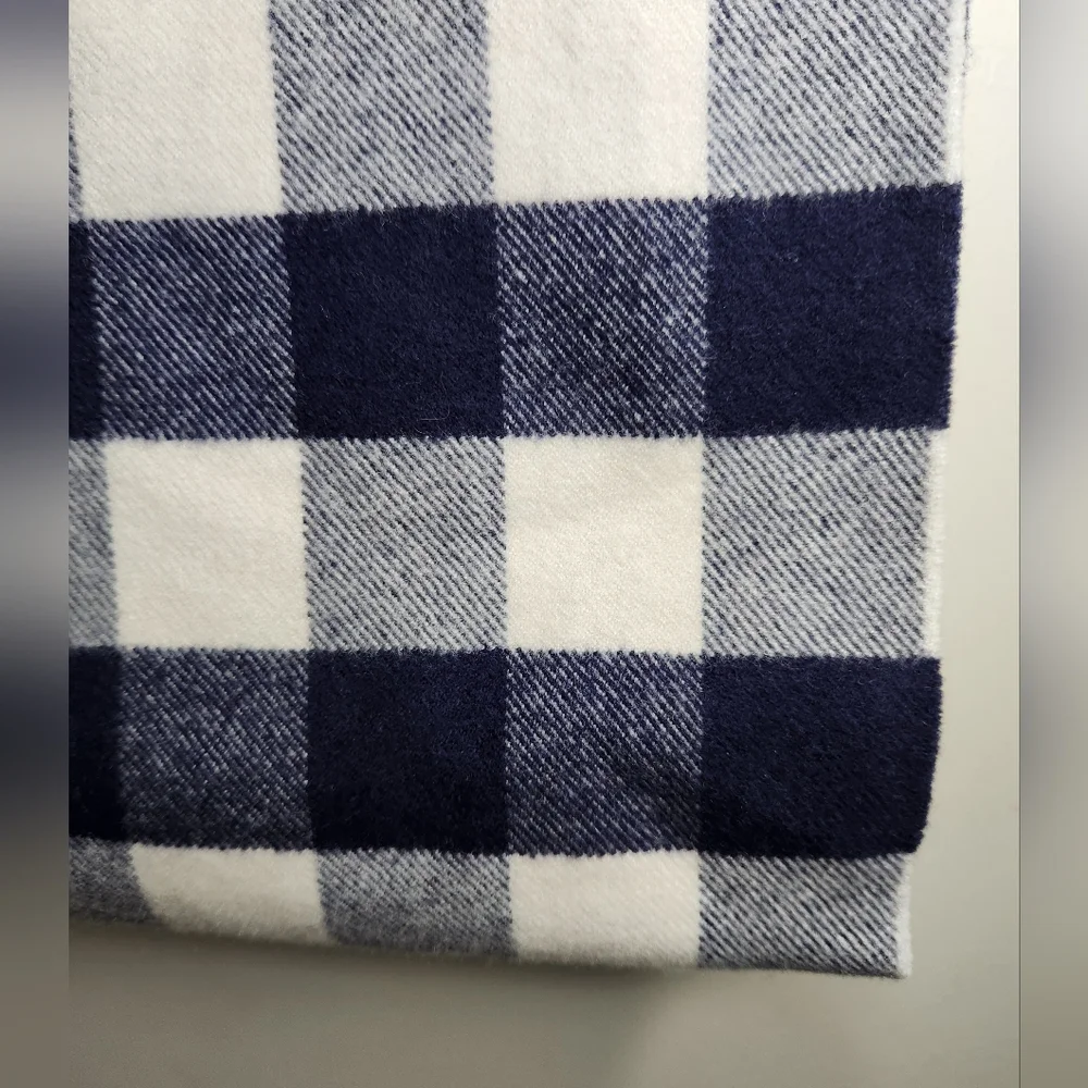 Navy Blue & White Plaid Infinity Scarf